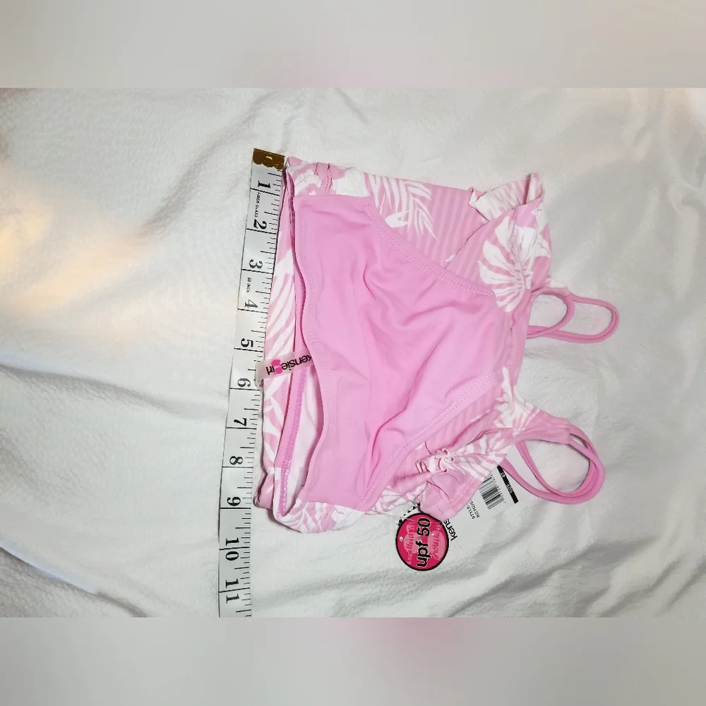NWT little girls pink 2 piece strappy back swim bathing suit